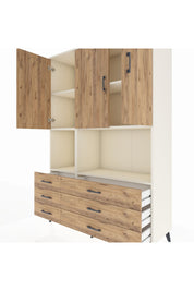 Hyperion Dolap 6 Raflı 6 Çekmeceli 3 Kapaklı 132x44x195 Aytaşı-Çam/Çam