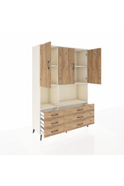 Hyperion Dolap 6 Raflı 6 Çekmeceli 3 Kapaklı 132x44x195 Aytaşı-Çam/Çam