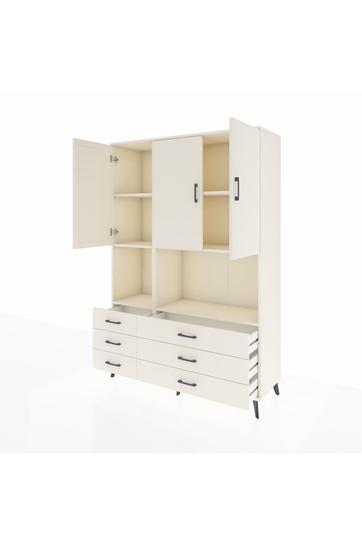 Hyperion Dolap 6 Raflı 6 Çekmeceli 3 Kapaklı 132x44x195 Aytaşı-Aytaşı/Aytaşı