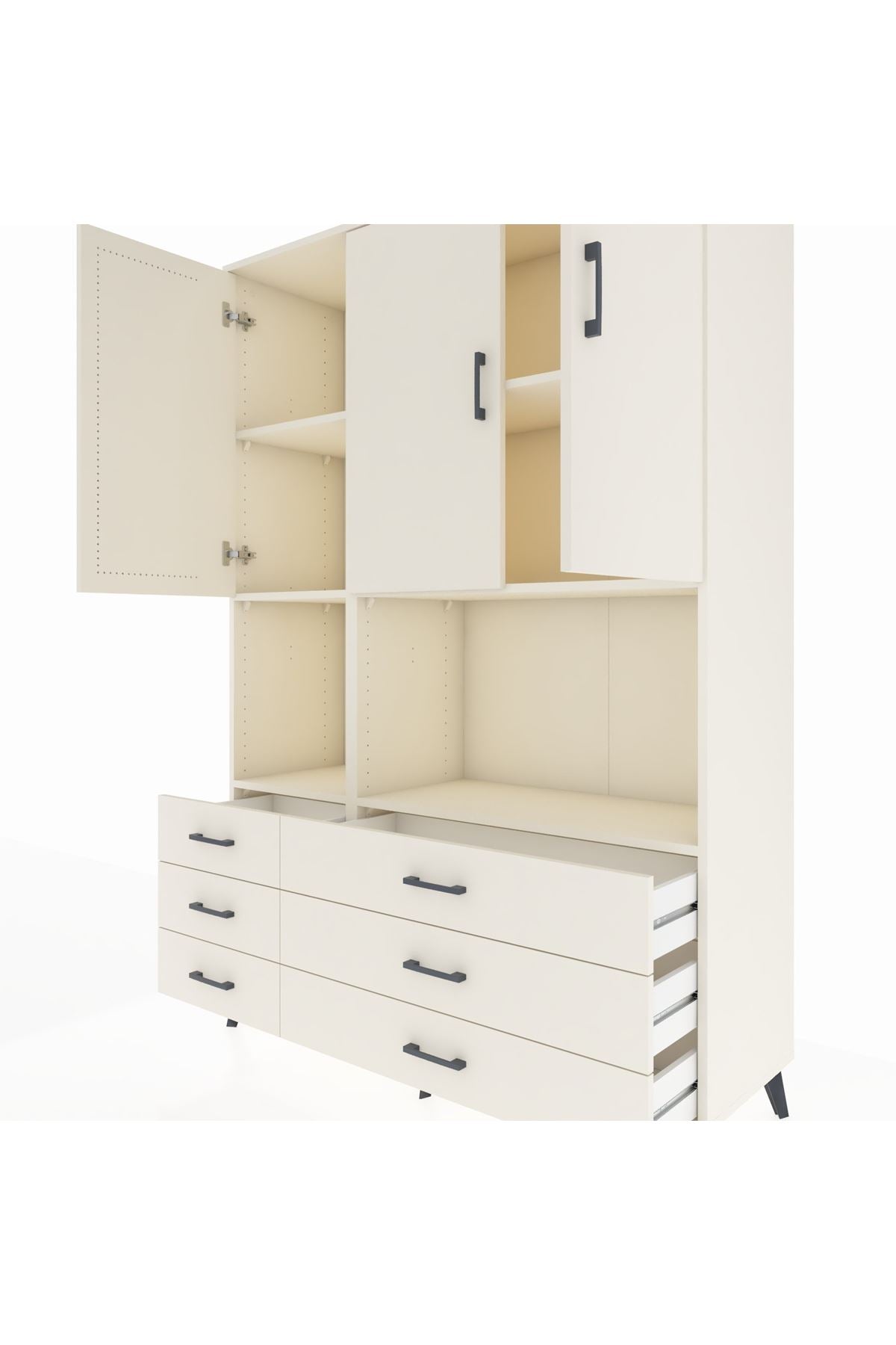 Hyperion Dolap 6 Raflı 6 Çekmeceli 3 Kapaklı 132x44x195 Aytaşı-Aytaşı/Aytaşı