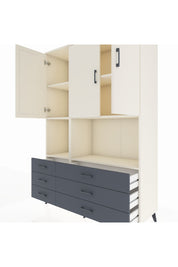 Hyperion Dolap 6 Raflı 6 Çekmeceli 3 Kapaklı 132x44x195 Aytaşı-Aytaşı/Antrasit