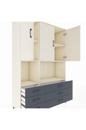 Hyperion Dolap 6 Raflı 6 Çekmeceli 3 Kapaklı 132x44x195 Aytaşı-Aytaşı/Antrasit