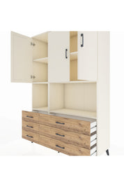 Hyperion Dolap 6 Raflı 6 Çekmeceli 3 Kapaklı 132x44x195 Aytaşı-Aytaşı/Çam