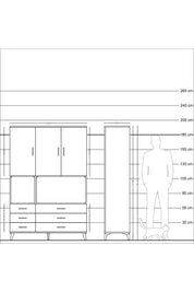 Hyperion Dolap 6 Raflı 6 Çekmeceli 3 Kapaklı 132x44x195 Aytaşı-Aytaşı/Çam