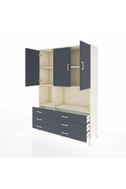 Hyperion Dolap 6 Raflı 6 Çekmeceli 3 Kapaklı 132x44x195 Aytaşı-Antrasit/Antrasit