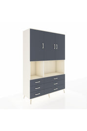 Hyperion Dolap 6 Raflı 6 Çekmeceli 3 Kapaklı 132x44x195 Aytaşı-Antrasit/Antrasit