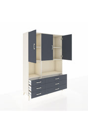 Hyperion Dolap 6 Raflı 6 Çekmeceli 3 Kapaklı 132x44x195 Aytaşı-Antrasit/Antrasit