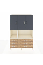 Hyperion Dolap 6 Raflı 6 Çekmeceli 3 Kapaklı 132x44x195 Aytaşı-Antrasit/Çam