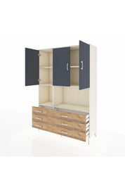 Hyperion Dolap 6 Raflı 6 Çekmeceli 3 Kapaklı 132x44x195 Aytaşı-Antrasit/Çam