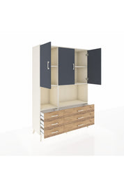 Hyperion Dolap 6 Raflı 6 Çekmeceli 3 Kapaklı 132x44x195 Aytaşı-Antrasit/Çam