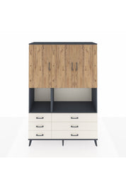 Hyperion Dolap 6 Raflı 6 Çekmeceli 3 Kapaklı 132x44x195 Antrasit-Çam/Aytaşı