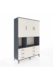 Hyperion Dolap 6 Raflı 6 Çekmeceli 3 Kapaklı 132x44x195 Antrasit-Aytaşı/Aytaşı