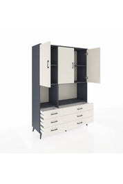 Hyperion Dolap 6 Raflı 6 Çekmeceli 3 Kapaklı 132x44x195 Antrasit-Aytaşı/Aytaşı