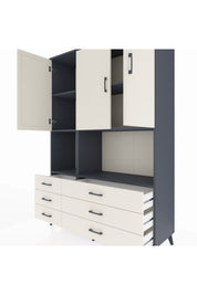 Hyperion Dolap 6 Raflı 6 Çekmeceli 3 Kapaklı 132x44x195 Antrasit-Aytaşı/Aytaşı