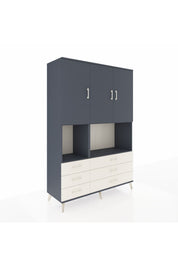 Hyperion Dolap 6 Raflı 6 Çekmeceli 3 Kapaklı 132x44x195 Antrasit-Antrasit/Aytaşı