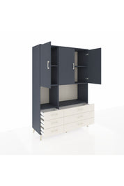 Hyperion Dolap 6 Raflı 6 Çekmeceli 3 Kapaklı 132x44x195 Antrasit-Antrasit/Aytaşı