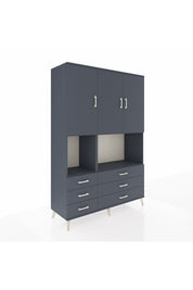 Hyperion Dolap 6 Raflı 6 Çekmeceli 3 Kapaklı 132x44x195 Antrasit-Antrasit/Antrasit