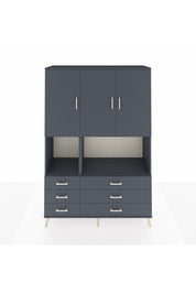 Hyperion Dolap 6 Raflı 6 Çekmeceli 3 Kapaklı 132x44x195 Antrasit-Antrasit/Antrasit