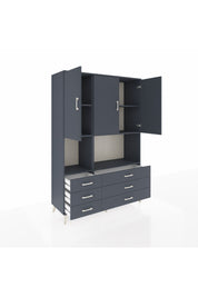 Hyperion Dolap 6 Raflı 6 Çekmeceli 3 Kapaklı 132x44x195 Antrasit-Antrasit/Antrasit