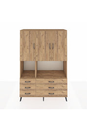 Hyperion Dolap 6 Raflı 6 Çekmeceli 3 Kapaklı 132x44x195 Çam-Çam/Çam