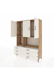 Hyperion Dolap 6 Raflı 6 Çekmeceli 3 Kapaklı 132x44x195 Çam-Aytaşı/Aytaşı