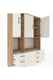 Hyperion Dolap 6 Raflı 6 Çekmeceli 3 Kapaklı 132x44x195 Çam-Aytaşı/Aytaşı