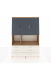 Hyperion Dolap 6 Raflı 6 Çekmeceli 3 Kapaklı 132x44x195 Çam-Antrasit/Aytaşı