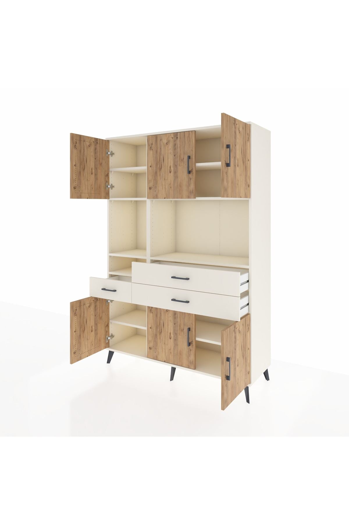 Hyperion Dolap 9 Raflı 3 Çekmeceli 6 Kapaklı 132x44x195 Aytaşı-Çam/Aytaşı