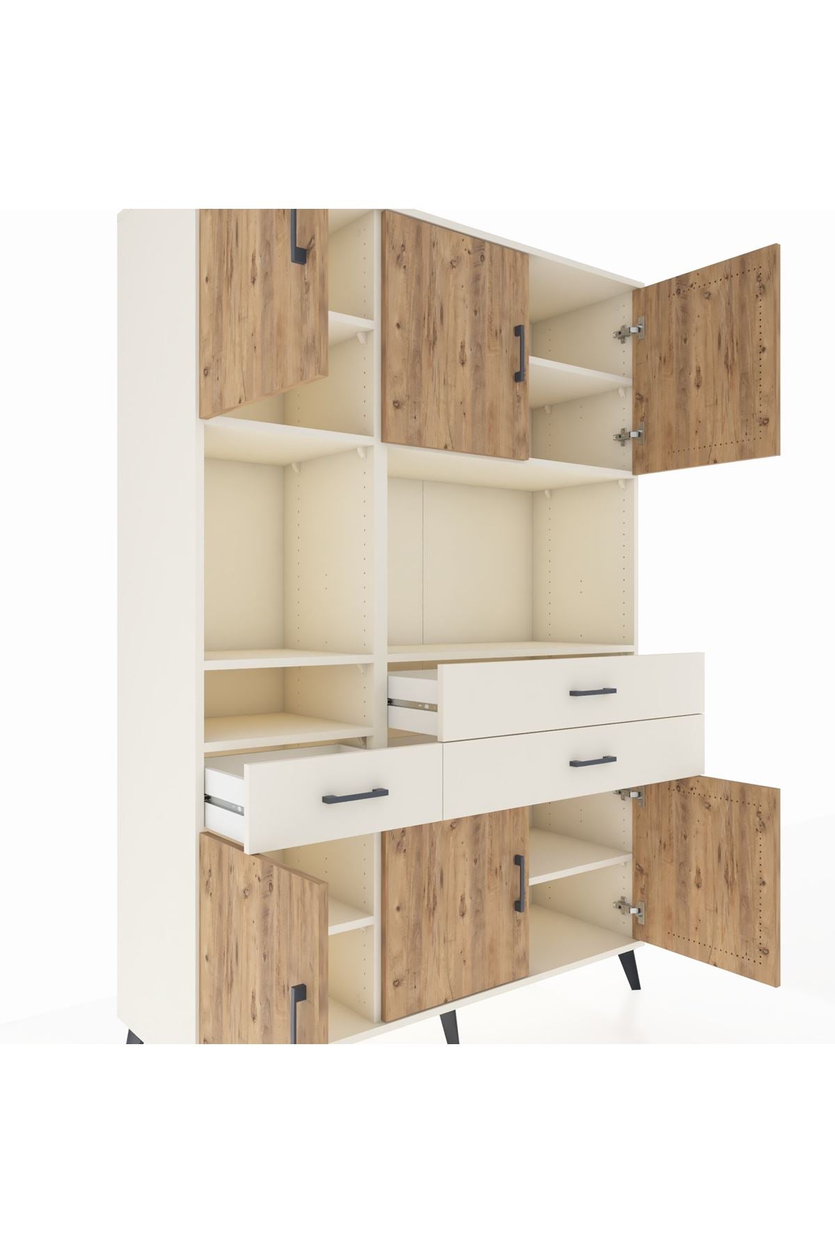 Hyperion Dolap 9 Raflı 3 Çekmeceli 6 Kapaklı 132x44x195 Aytaşı-Çam/Aytaşı