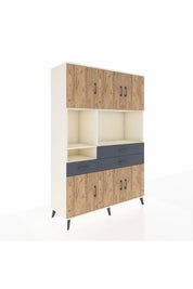 Hyperion Dolap 9 Raflı 3 Çekmeceli 6 Kapaklı 132x44x195 Aytaşı-Çam/Antrasit