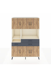 Hyperion Dolap 9 Raflı 3 Çekmeceli 6 Kapaklı 132x44x195 Aytaşı-Çam/Antrasit