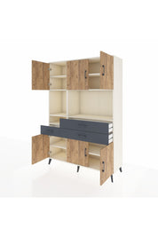 Hyperion Dolap 9 Raflı 3 Çekmeceli 6 Kapaklı 132x44x195 Aytaşı-Çam/Antrasit