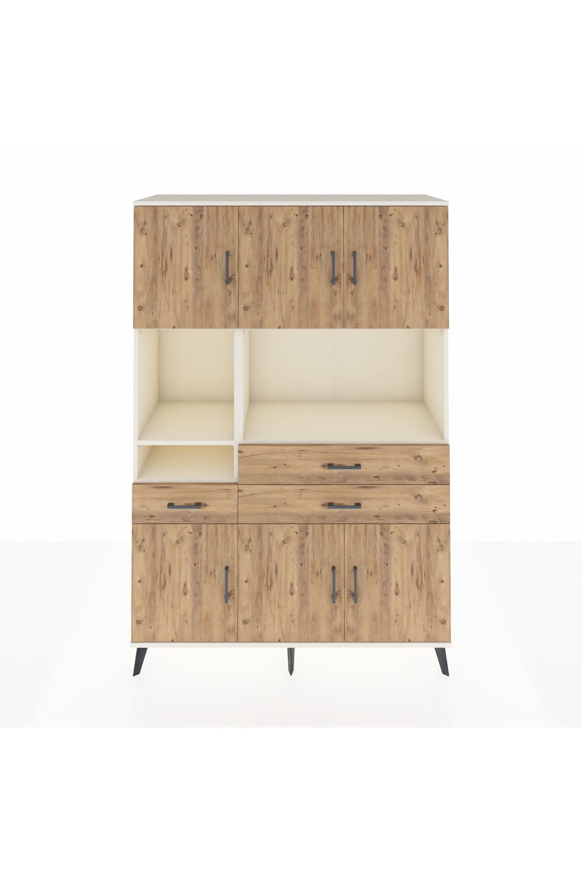 Hyperion Dolap 9 Raflı 3 Çekmeceli 6 Kapaklı 132x44x195 Aytaşı-Çam/Çam