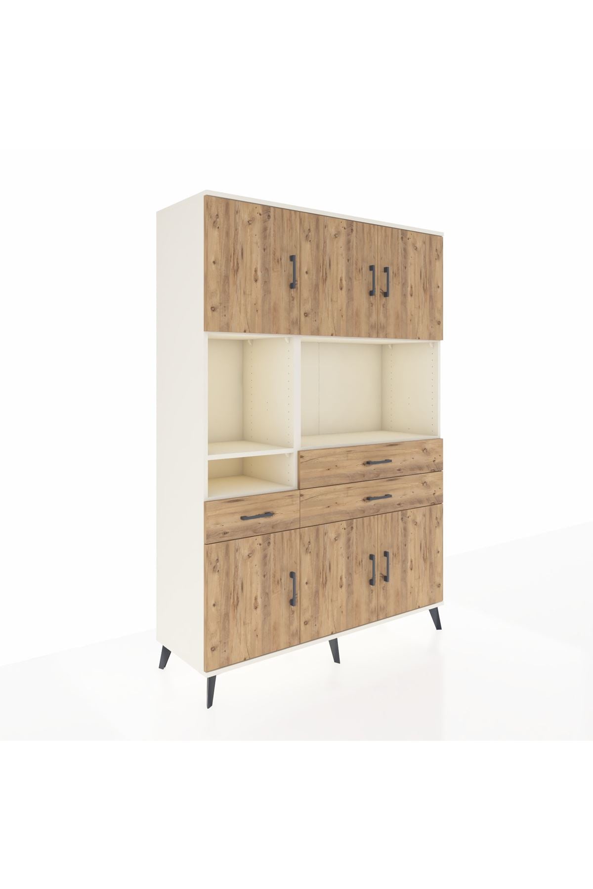 Hyperion Dolap 9 Raflı 3 Çekmeceli 6 Kapaklı 132x44x195 Aytaşı-Çam/Çam