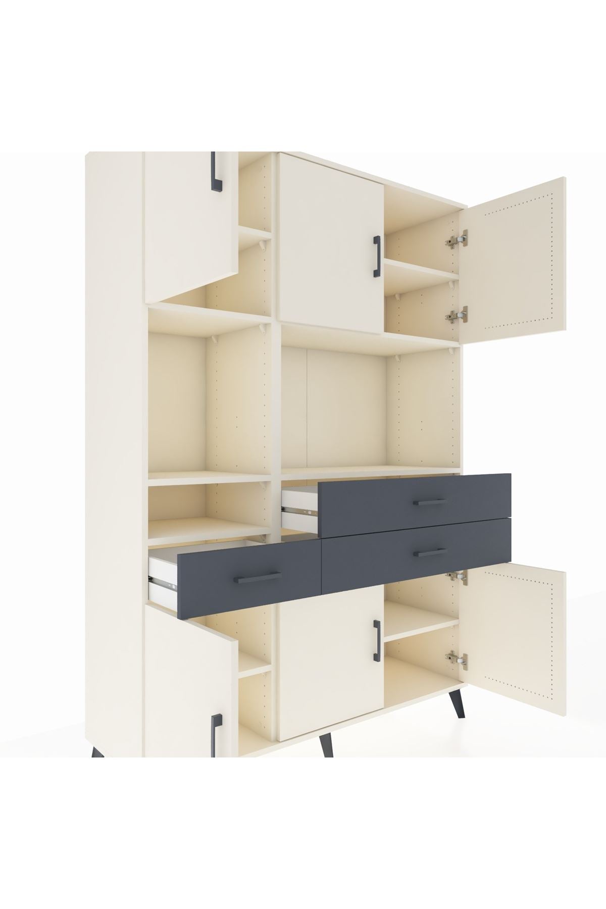 Hyperion Dolap 9 Raflı 3 Çekmeceli 6 Kapaklı 132x44x195 Aytaşı-Aytaşı/Antrasit