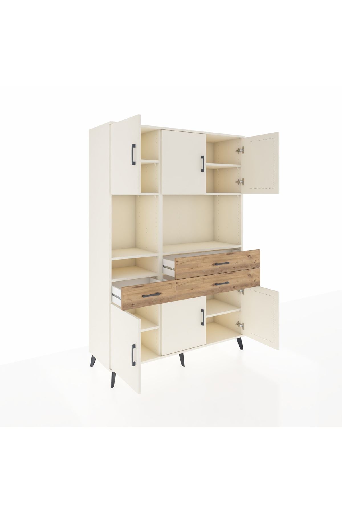 Hyperion Dolap 9 Raflı 3 Çekmeceli 6 Kapaklı 132x44x195 Aytaşı-Aytaşı/Çam