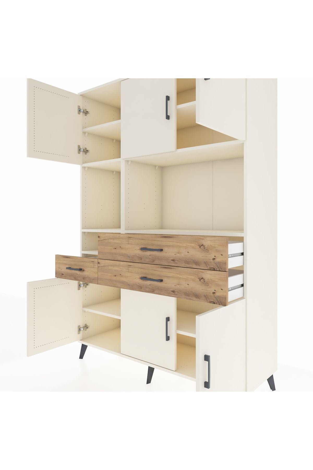 Hyperion Dolap 9 Raflı 3 Çekmeceli 6 Kapaklı 132x44x195 Aytaşı-Aytaşı/Çam