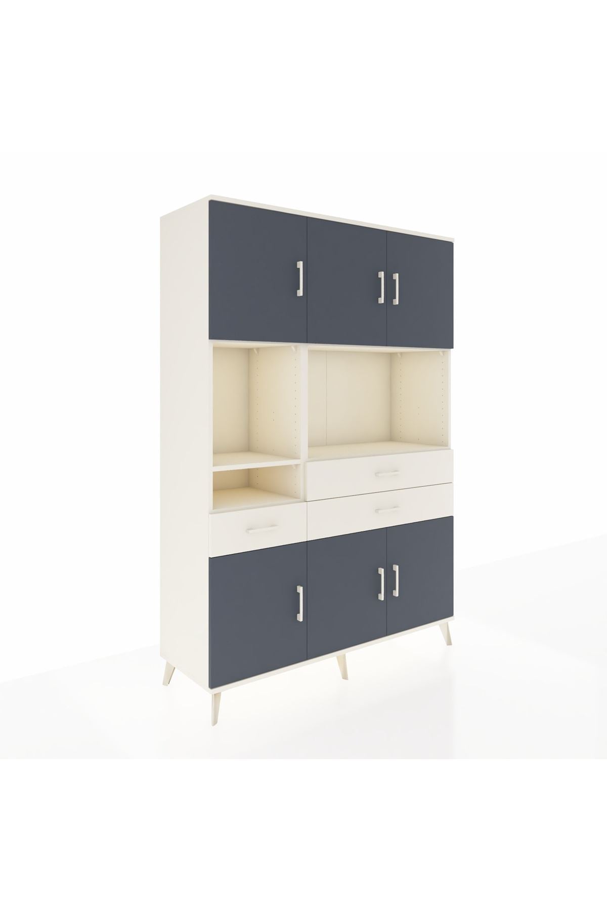 Hyperion Dolap 9 Raflı 3 Çekmeceli 6 Kapaklı 132x44x195 Aytaşı-Antrasit/Aytaşı