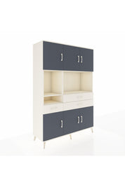 Hyperion Dolap 9 Raflı 3 Çekmeceli 6 Kapaklı 132x44x195 Aytaşı-Antrasit/Aytaşı