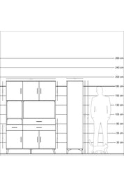 Hyperion Dolap 9 Raflı 3 Çekmeceli 6 Kapaklı 132x44x195 Aytaşı-Aytaşı/Çam
