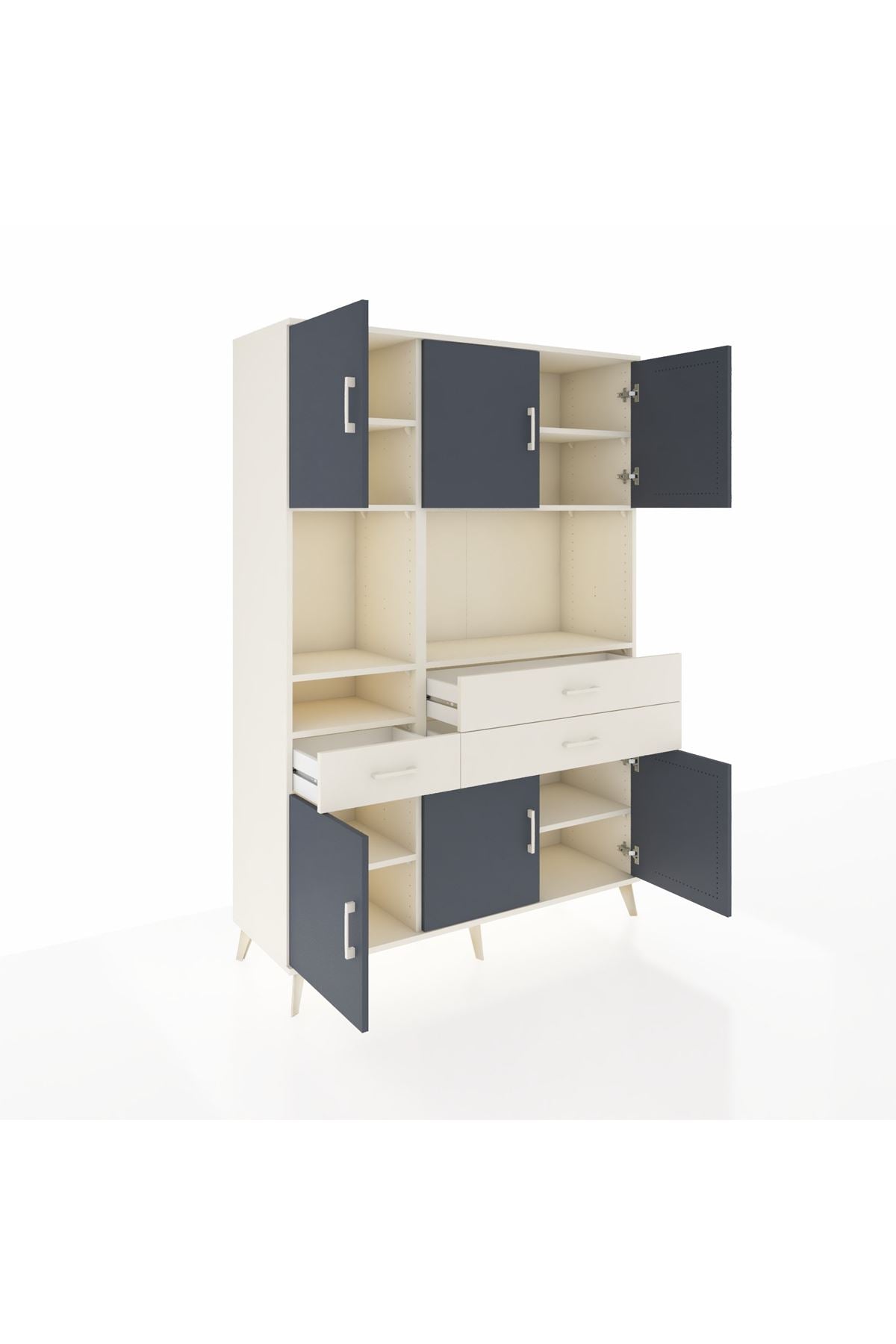 Hyperion Dolap 9 Raflı 3 Çekmeceli 6 Kapaklı 132x44x195 Aytaşı-Antrasit/Aytaşı