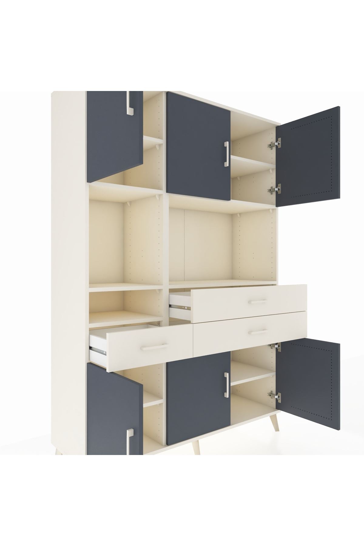 Hyperion Dolap 9 Raflı 3 Çekmeceli 6 Kapaklı 132x44x195 Aytaşı-Antrasit/Aytaşı