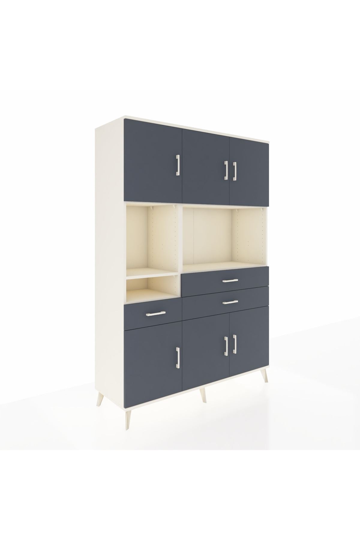 Hyperion Dolap 9 Raflı 3 Çekmeceli 6 Kapaklı 132x44x195 Aytaşı-Antrasit/Antrasit