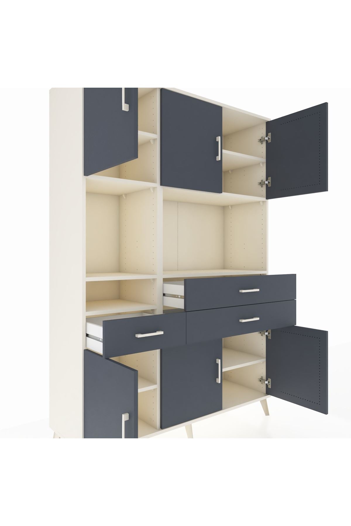 Hyperion Dolap 9 Raflı 3 Çekmeceli 6 Kapaklı 132x44x195 Aytaşı-Antrasit/Antrasit