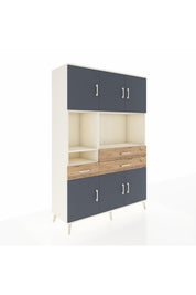 Hyperion Dolap 9 Raflı 3 Çekmeceli 6 Kapaklı 132x44x195 Aytaşı-Antrasit/Çam