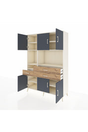 Hyperion Dolap 9 Raflı 3 Çekmeceli 6 Kapaklı 132x44x195 Aytaşı-Antrasit/Çam