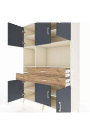 Hyperion Dolap 9 Raflı 3 Çekmeceli 6 Kapaklı 132x44x195 Aytaşı-Antrasit/Çam