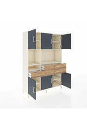 Hyperion Dolap 9 Raflı 3 Çekmeceli 6 Kapaklı 132x44x195 Aytaşı-Antrasit/Çam