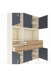 Hyperion Dolap 9 Raflı 3 Çekmeceli 6 Kapaklı 132x44x195 Aytaşı-Antrasit/Çam