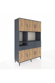 Hyperion Dolap 9 Raflı 3 Çekmeceli 6 Kapaklı 132x44x195 Antrasit-Çam/Antrasit